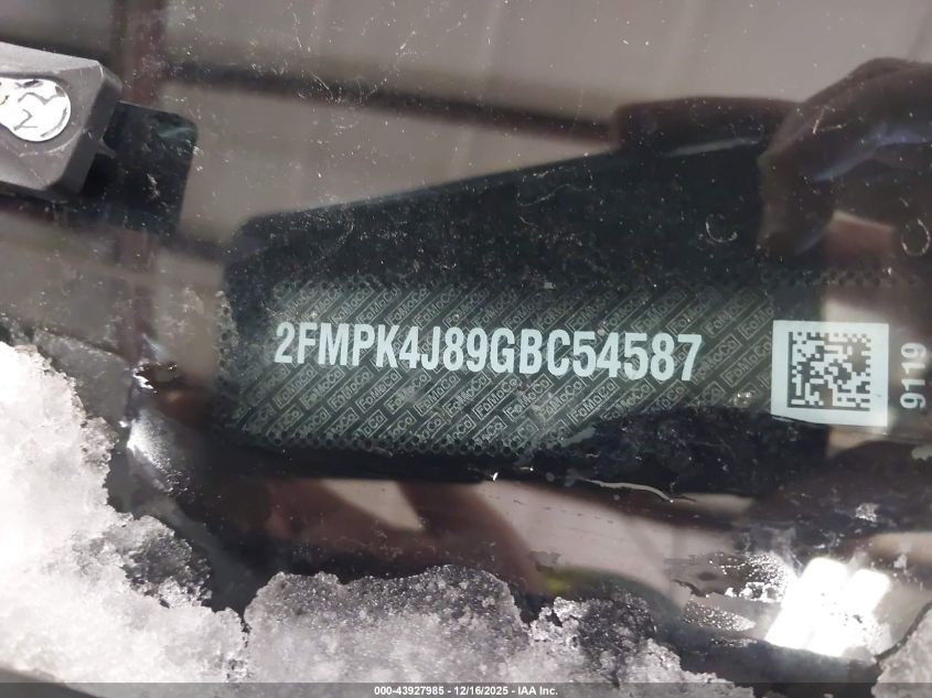 2016 Ford Edge Sel VIN: 2FMPK4J89GBC54587 Lot: 43927985