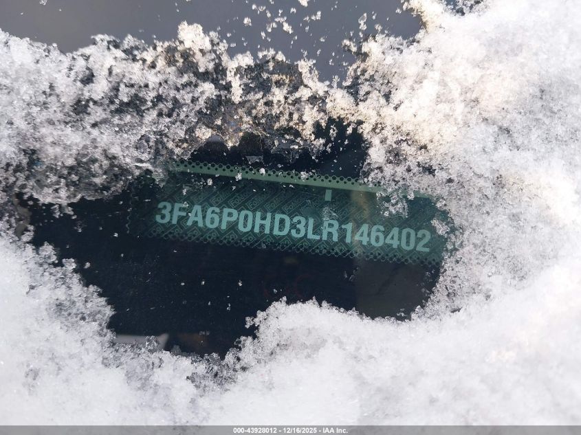 2020 Ford Fusion Se VIN: 3FA6P0HD3LR146402 Lot: 43928012