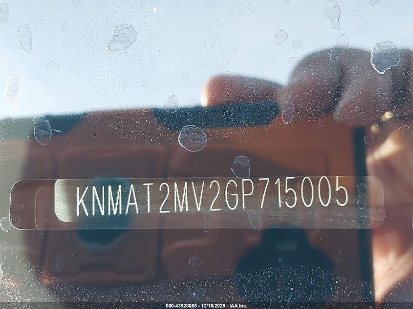 2016 Nissan Rogue S VIN: KNMAT2MV2GP715005 Lot: 43928065