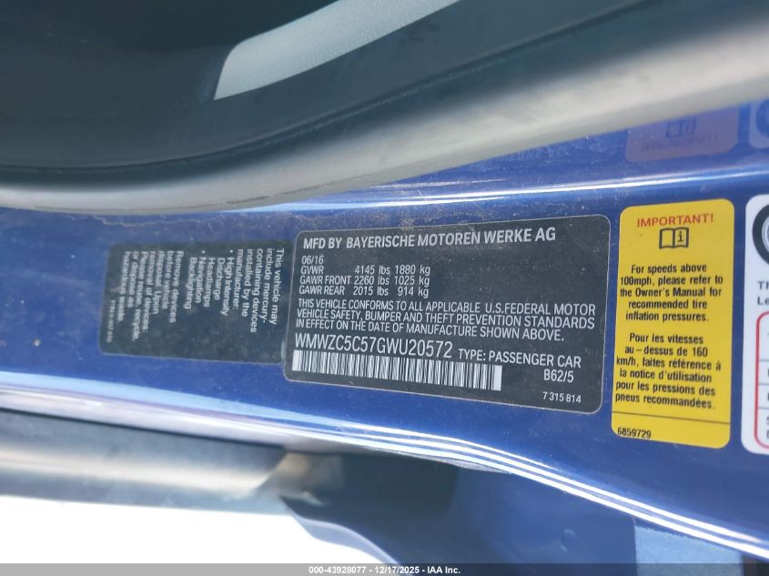 2016 Mini Countryman Cooper S VIN: WMWZC5C57GWU20572 Lot: 43928077