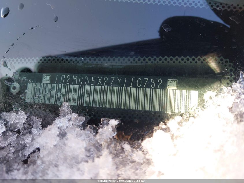 2007 Pontiac Solstice Gxp VIN: 1G2MG35X27Y110732 Lot: 43928235