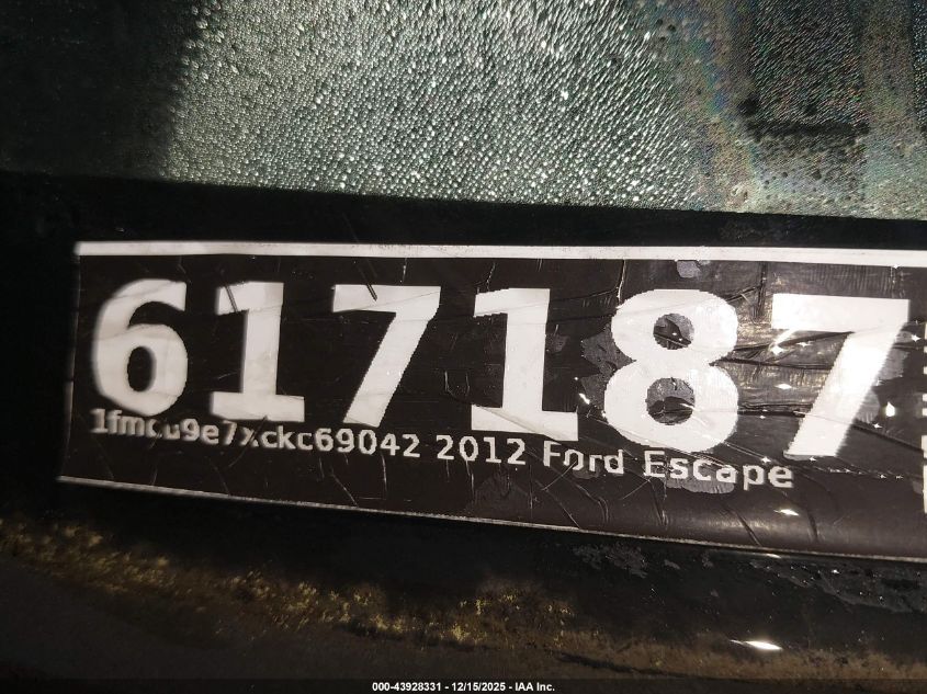 2012 Ford Escape Limited VIN: 1FMCU9E7XCKC69042 Lot: 43928331