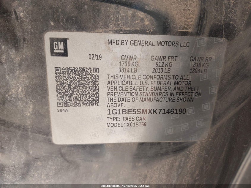 1G1BE5SMXK7146190 2019 CHEVROLET CRUZE photo no. 9