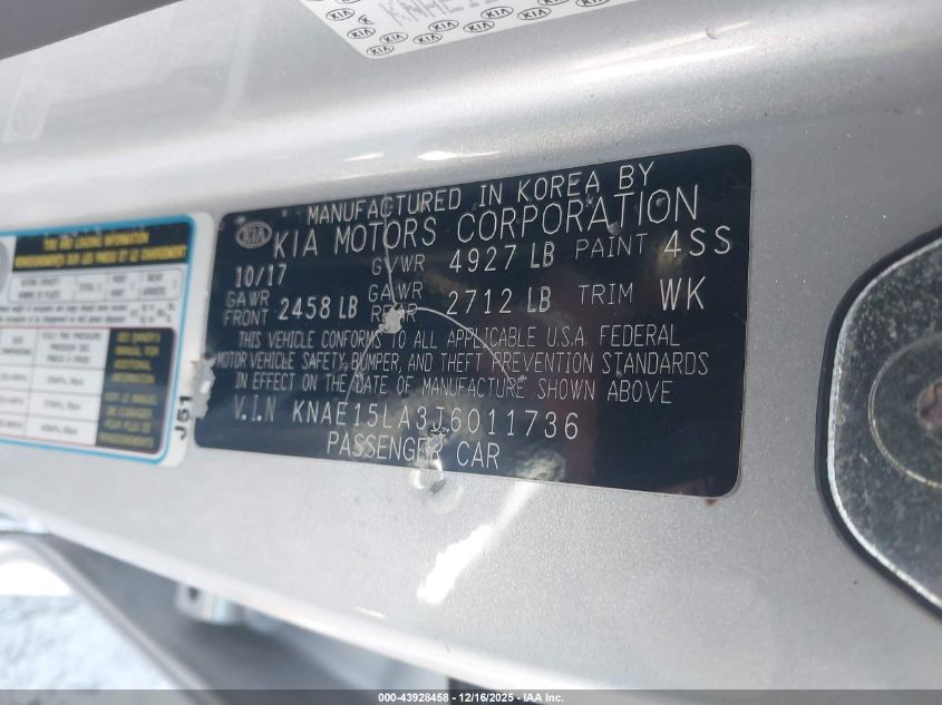 2018 Kia Stinger VIN: KNAE15LA3J6011736 Lot: 43928458