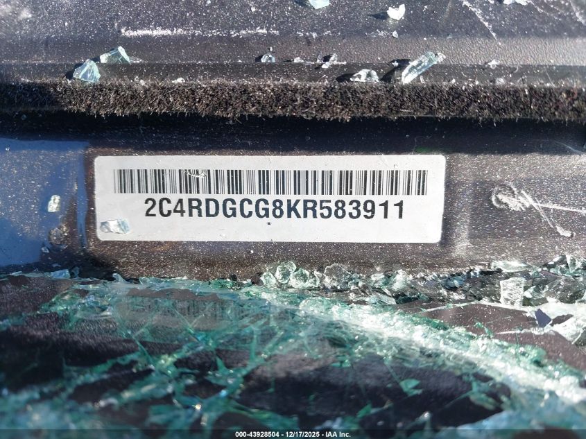 2019 Dodge Grand Caravan Sxt VIN: 2C4RDGCG8KR583911 Lot: 43928504