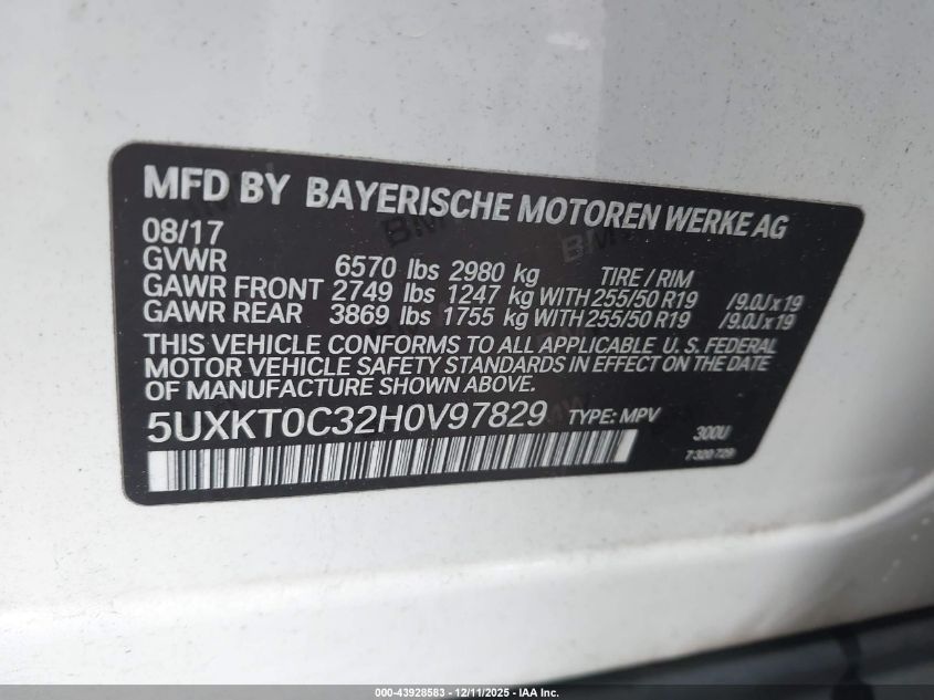 2017 BMW X5 Edrive xDrive40E Iperformance VIN: 5UXKT0C32H0V97829 Lot: 43928583