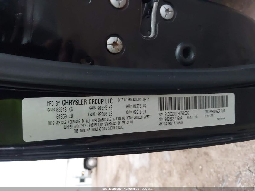 2015 Dodge Challenger Sxt VIN: 2C3CDZAG1FH702886 Lot: 43928689