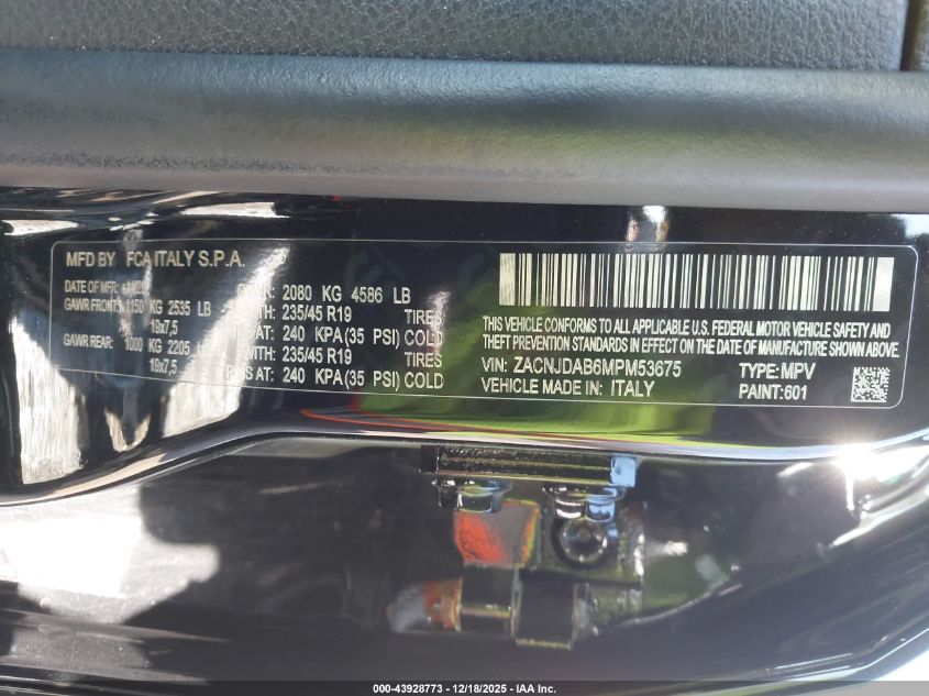 2021 Jeep Renegade Jeepster 4X4 VIN: ZACNJDAB6MPM53675 Lot: 43928773