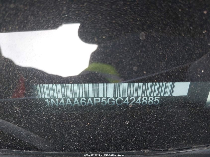 2016 Nissan Maxima 3.5 Sr VIN: 1N4AA6AP5GC424885 Lot: 43928821