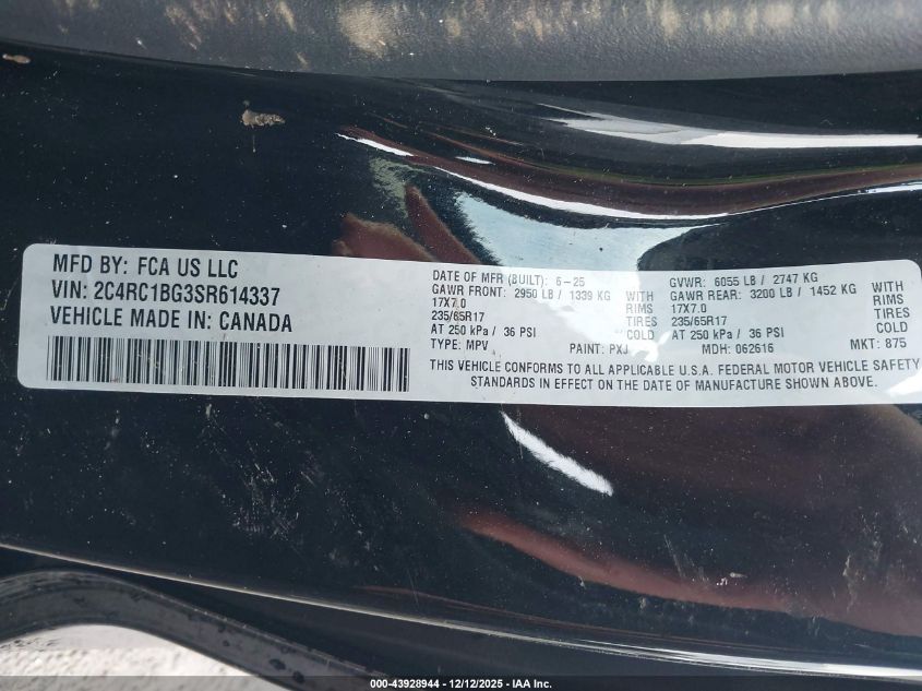 2025 Chrysler Pacifica - 2C4RC1BG3SR614337