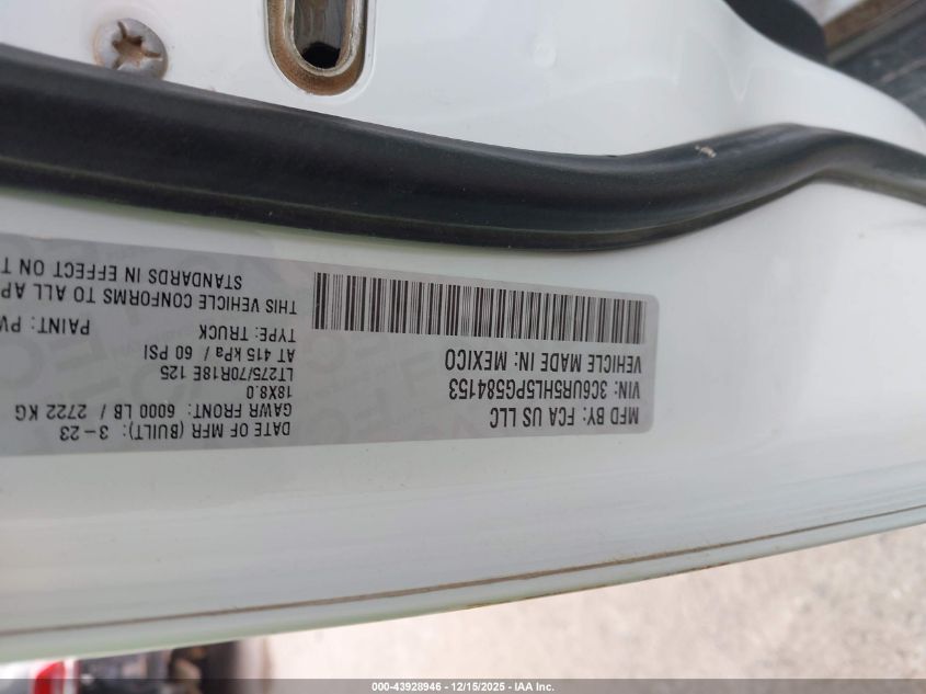 2023 Ram 2500 Tradesman 4X4 8' Box VIN: 3C6UR5HL5PG584153 Lot: 43928946