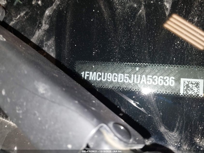 2018 Ford Escape Se VIN: 1FMCU9GD5JUA53636 Lot: 43929021