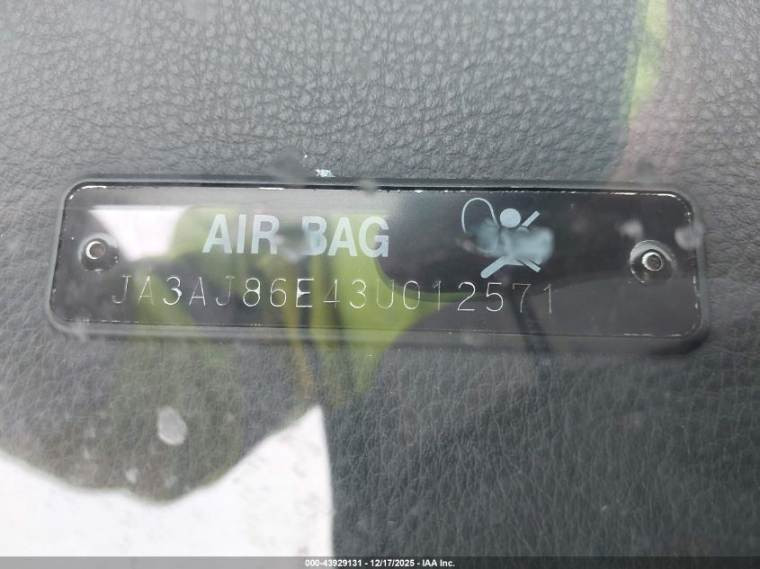 2003 Mitsubishi Lancer Oz Rally VIN: JA3AJ86E43U012571 Lot: 43929131