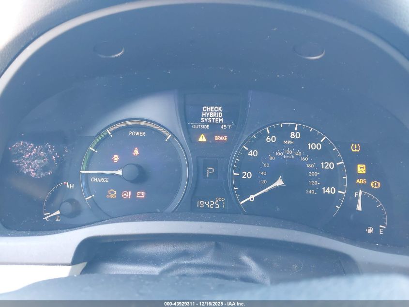 2010 Lexus Rx 450H VIN: JTJZB1BA6A2400905 Lot: 43929311