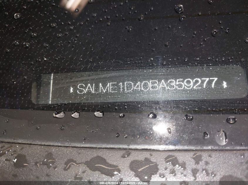 2011 Land Rover Range Rover Hse VIN: SALME1D40BA359277 Lot: 43929334