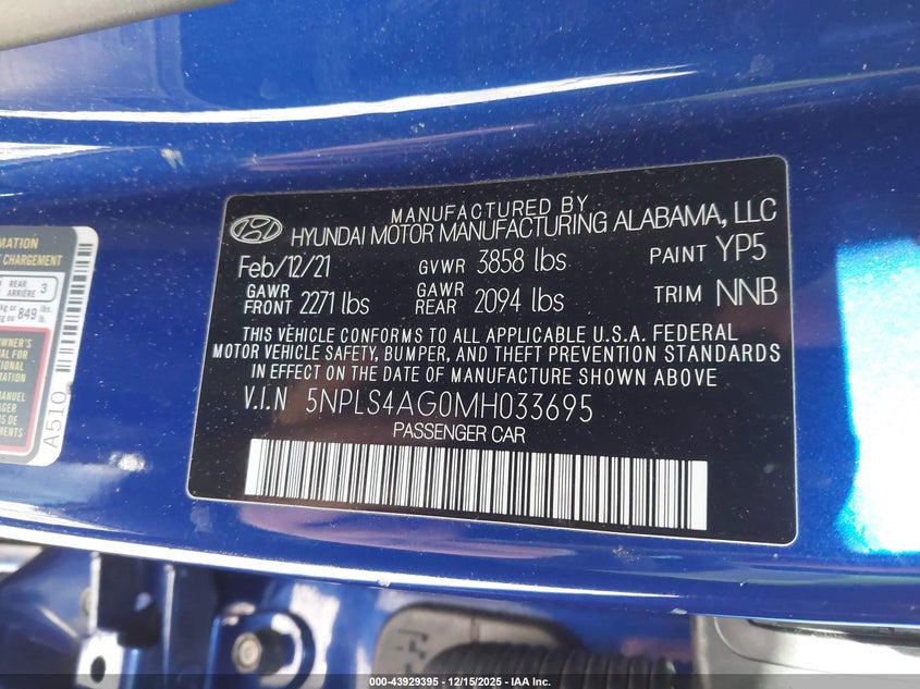 5NPLS4AG0MH033695 2021 HYUNDAI ELANTRA photo no. 9