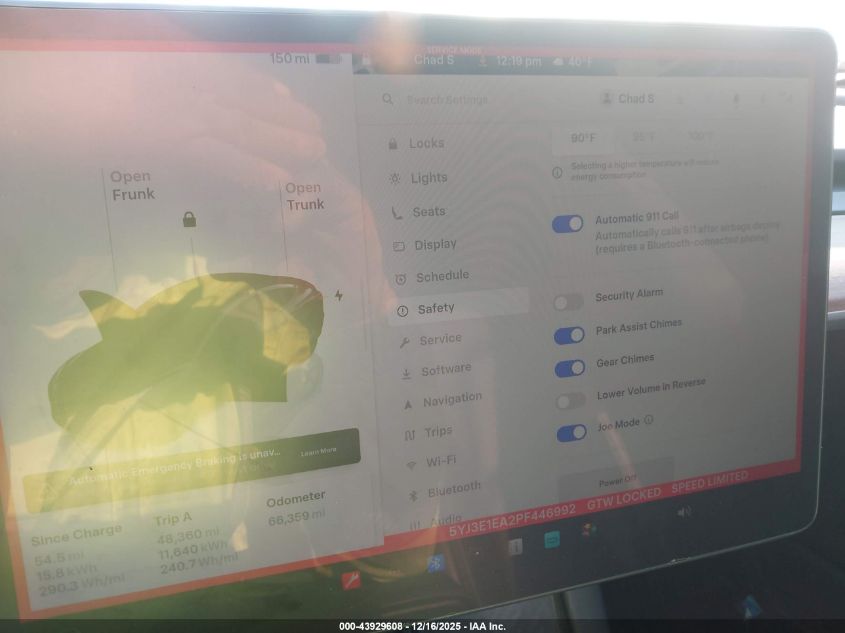 2023 Tesla Model 3 Rear-Wheel Drive VIN: 5YJ3E1EA2PF446992 Lot: 43929608