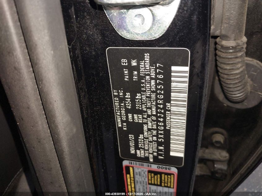 2024 Kia K5 Gt-Line VIN: 5XXG64J24RG257677 Lot: 43930199