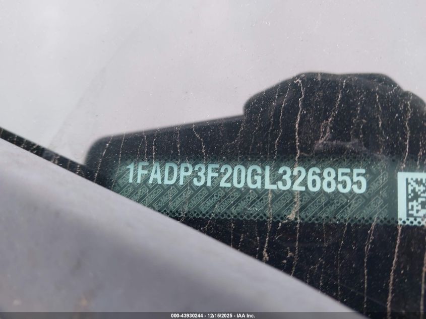 2016 Ford Focus Se VIN: 1FADP3F20GL326855 Lot: 43930244
