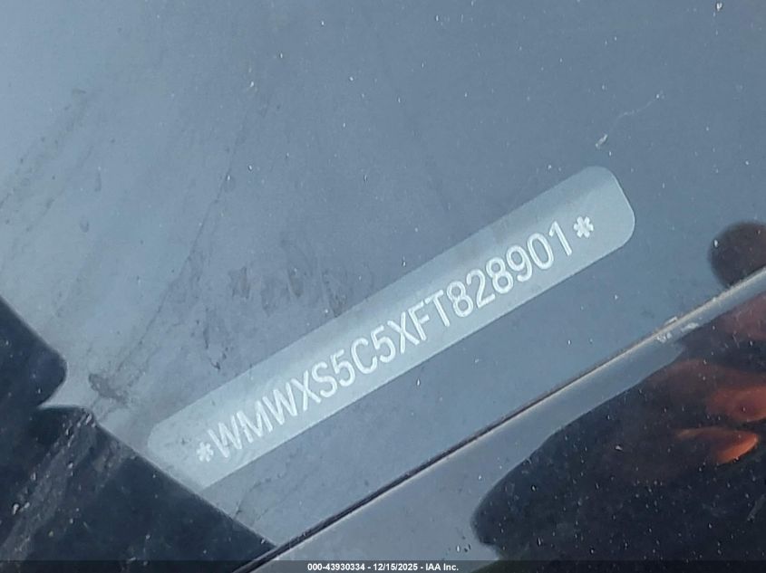 2015 Mini Hardtop Cooper VIN: WMWXS5C5XFT828901 Lot: 43930334