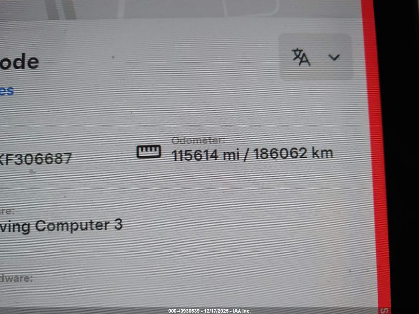 2019 Tesla Model 3 Long Range/Mid Range/Standard Range/Standard Range Plus VIN: 5YJ3E1EA9KF306687 Lot: 43930539