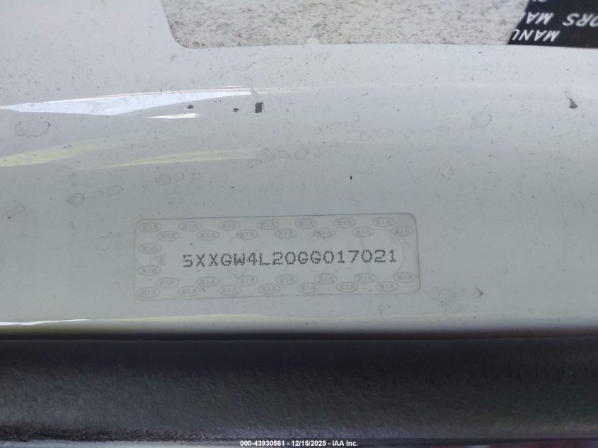 2016 Kia Optima Sx Turbo VIN: 5XXGW4L20GG017021 Lot: 43930561