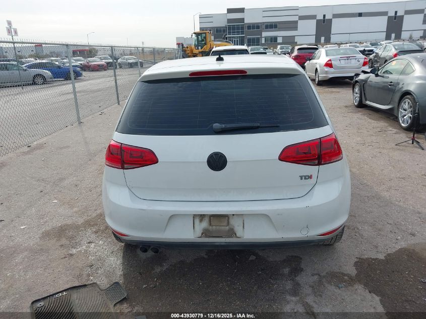 2015 Volkswagen Golf Tdi Se 4-Door VIN: 3VW2A7AU8FM022475 Lot: 43930779