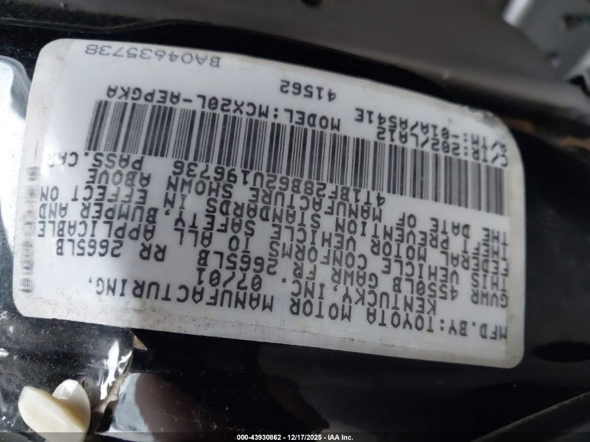 2011 Toyota Avalon VIN: 4T1BF28862U196736 Lot: 43930862