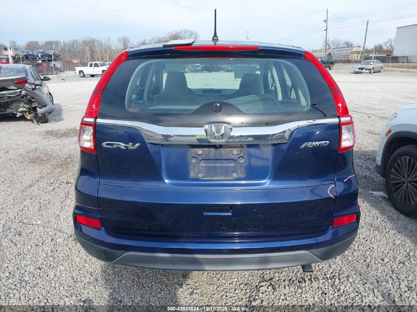 2015 Honda Cr-V Lx VIN: 5J6RM4H36FL062182 Lot: 43931024