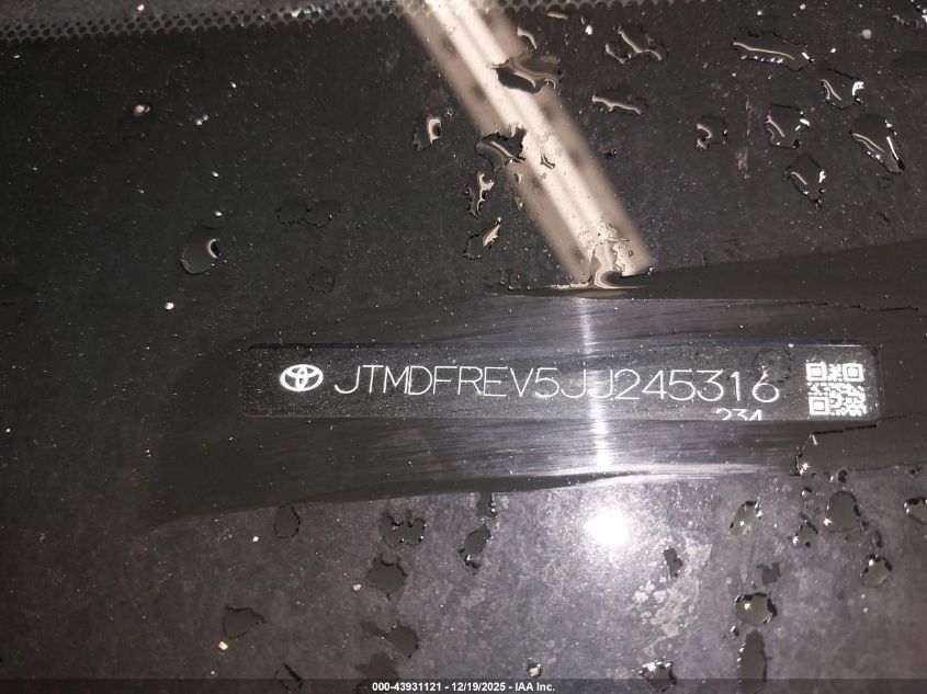 2018 Toyota Rav4 Limited VIN: JTMDFREV5JJ245316 Lot: 43931121