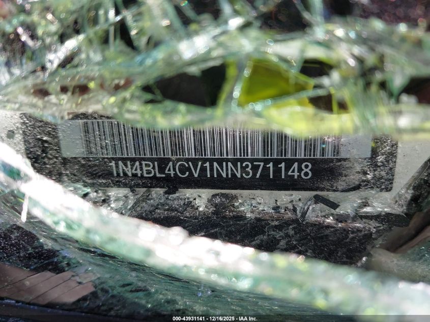 2022 Nissan Altima Sr Fwd VIN: 1N4BL4CV1NN371148 Lot: 43931141