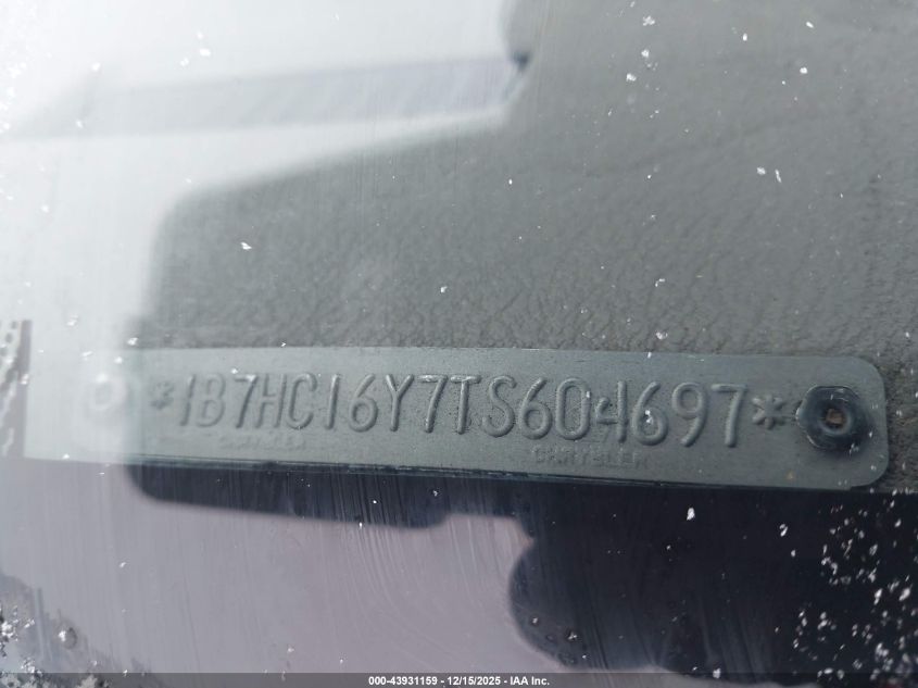 1996 Dodge Ram 1500 VIN: 1B7HC16Y7TS604697 Lot: 43931159