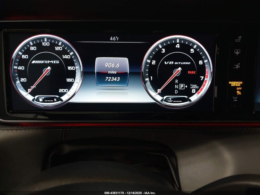 2016 Mercedes-Benz Amg S 63 4Matic VIN: WDDXJ7JBXGA011926 Lot: 43931178