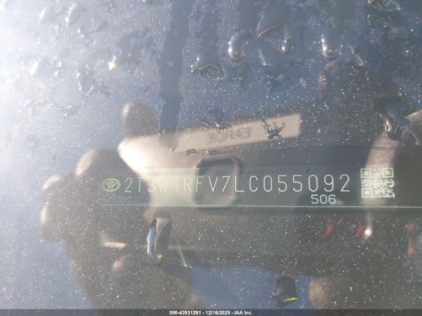 2020 Toyota Rav4 Xle VIN: 2T3W1RFV7LC055092 Lot: 43931261