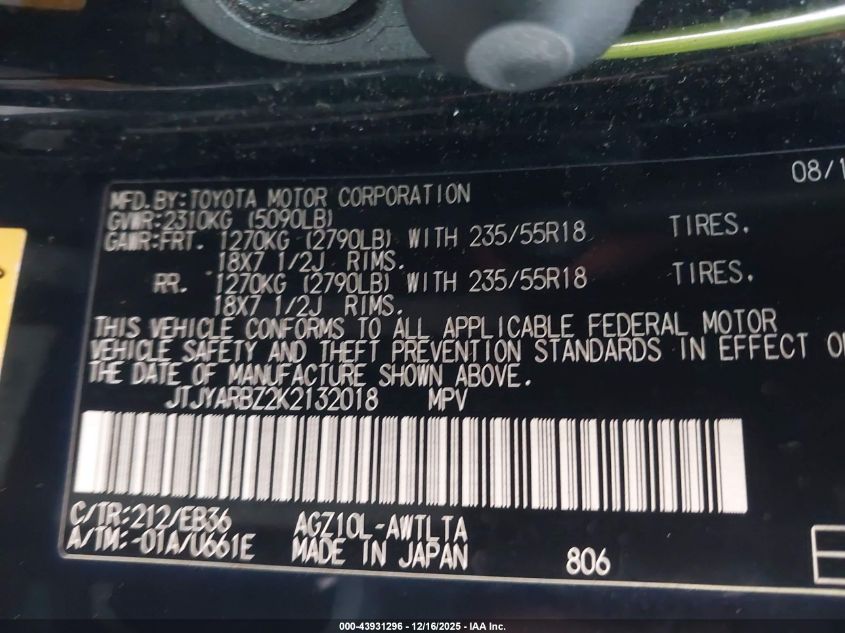 2019 Lexus Nx 300 F Sport VIN: JTJYARBZ2K2132018 Lot: 43931296