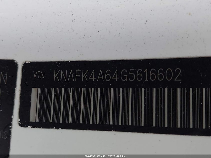 2016 Kia Forte Lx VIN: KNAFK4A64G5616602 Lot: 43931369