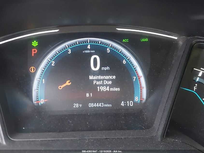 2019 Honda Civic Lx VIN: 2HGFC2F60KH580598 Lot: 43931647