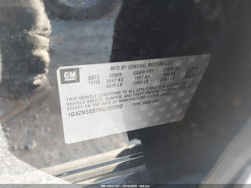2017 Buick Lacrosse Preferred VIN: 1G4ZN5SS7HU167282 Lot: 43931727