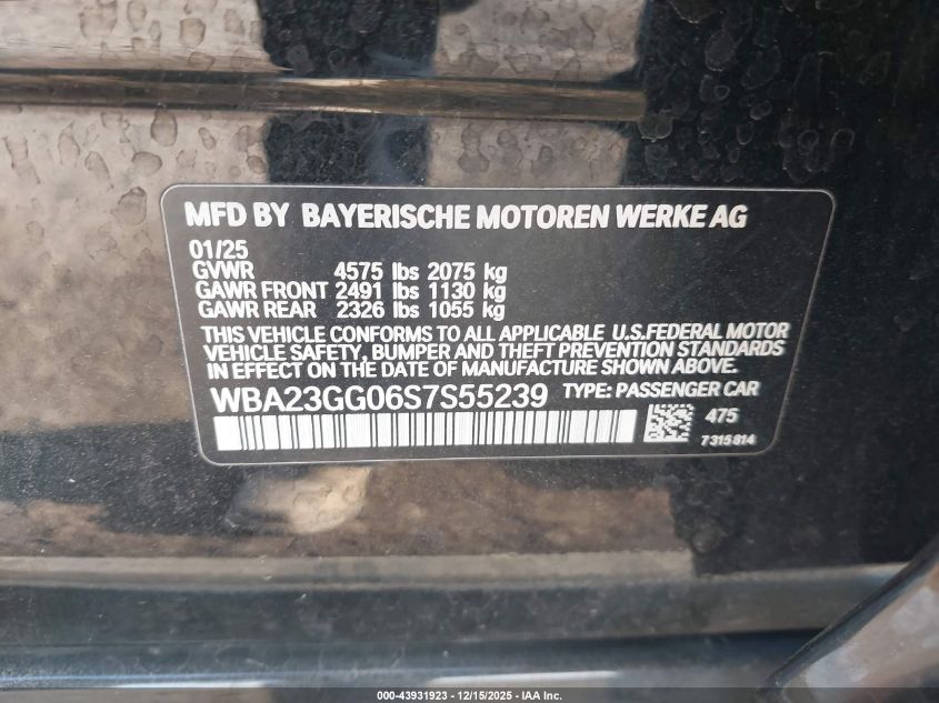 2025 BMW 228 Gran Coupe xDrive VIN: WBA23GG06S7S55239 Lot: 43931923