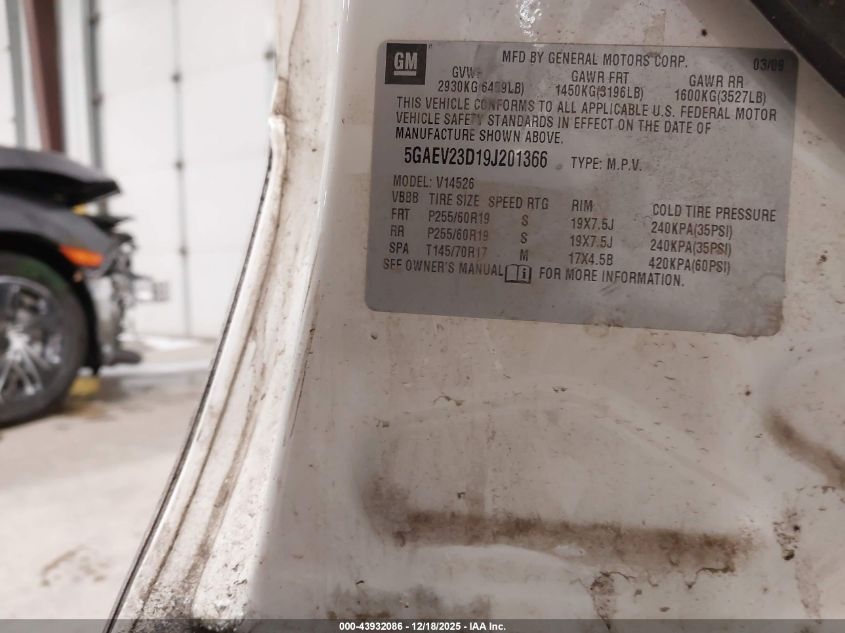 2009 Buick Enclave Cxl VIN: 5GAEV23D19J201366 Lot: 43932086
