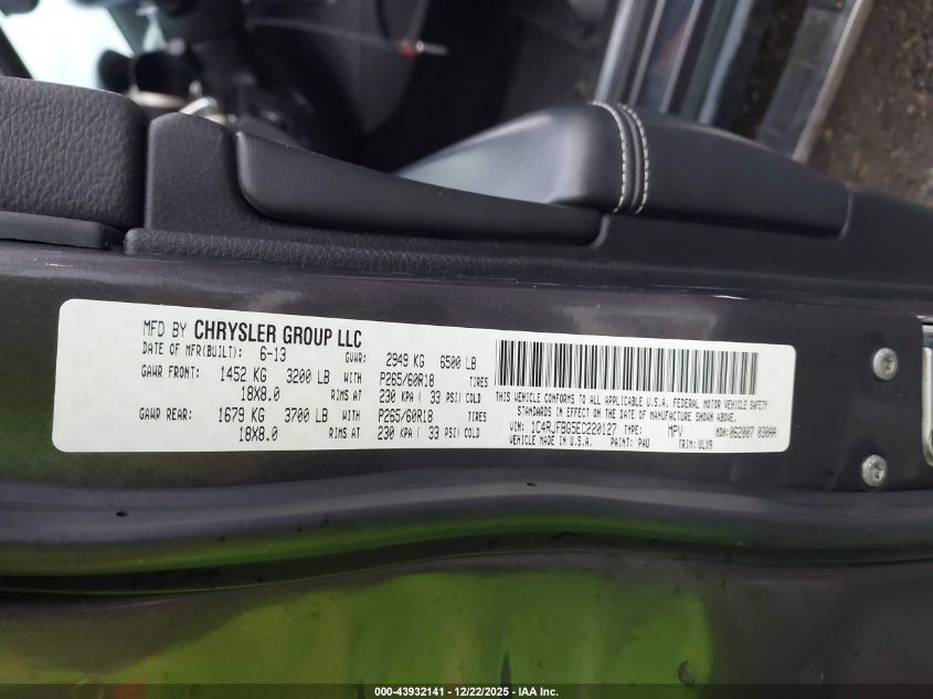 2014 Jeep Grand Cherokee Limited VIN: 1C4RJFBG5EC220127 Lot: 43932141