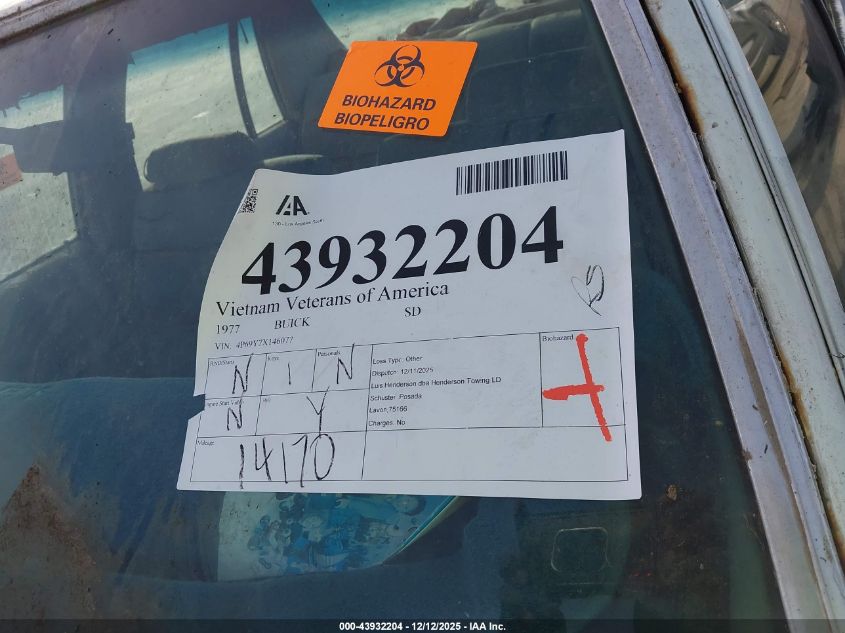 1977 Buick Sd VIN: 4P69Y7X146077 Lot: 43932204