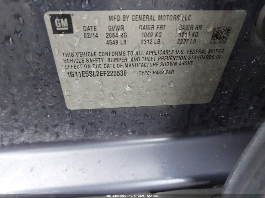 2014 Chevrolet Malibu 2Lt VIN: 1G11E5SL2EF225530 Lot: 43932280