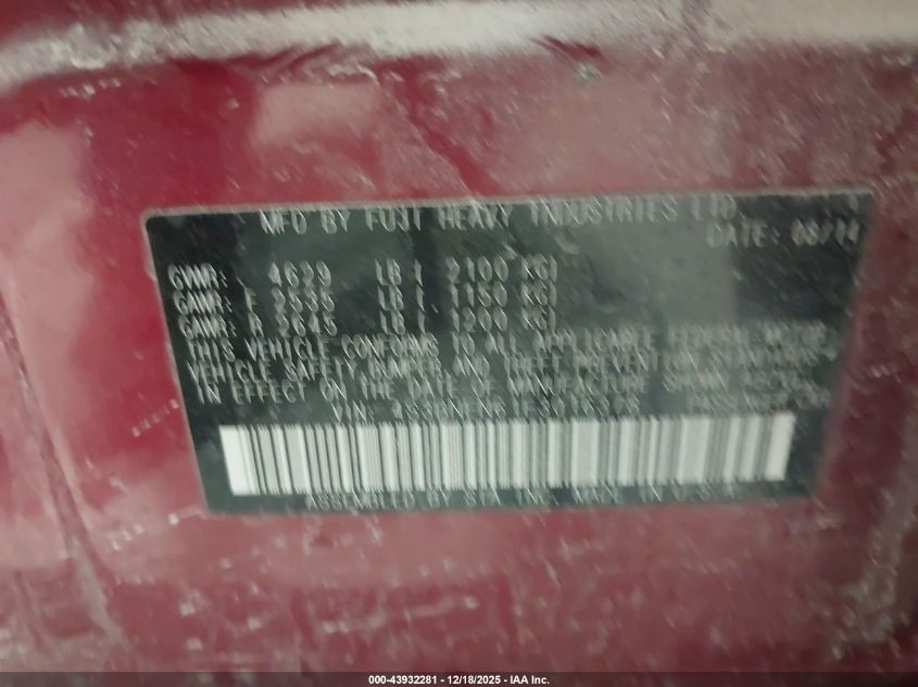 2015 Subaru Legacy 3.6R Limited VIN: 4S3BNEN61F3016378 Lot: 43932281