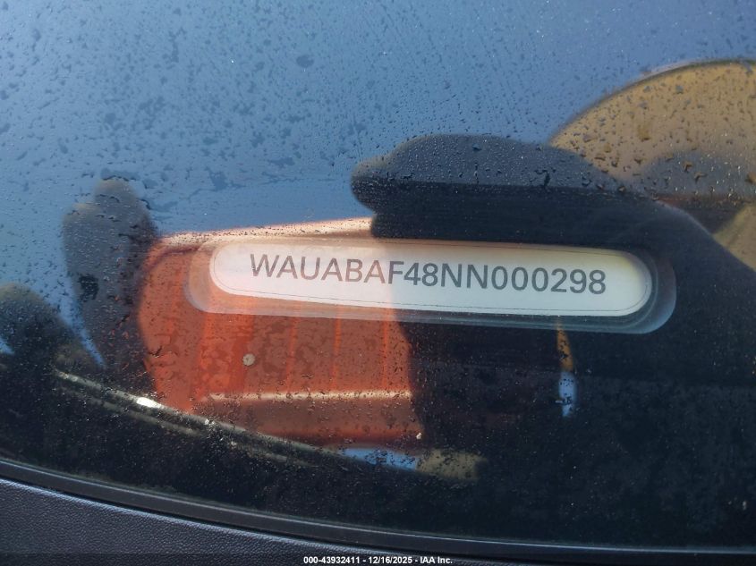 2022 Audi A4 Premium 40 Tfsi Quattro S Tronic VIN: WAUABAF48NN000298 Lot: 43932411