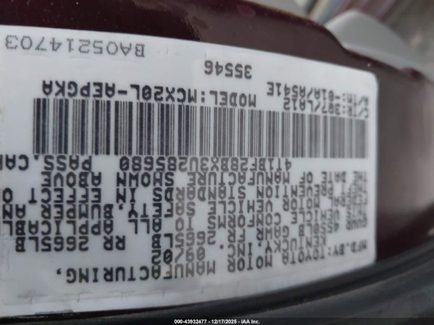 2003 Toyota Avalon Xls VIN: 4T1BF28BX3U285680 Lot: 43932477