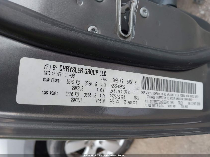 2010 Dodge Ram 1500 Slt/Sport/Trx VIN: 1D7RB1CT2AS155741 Lot: 43932479