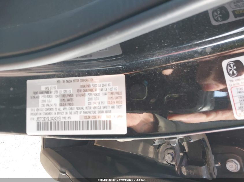 2020 Mazda Cx-9 Grand Touring VIN: JM3TCBDY9L0424319 Lot: 43932508