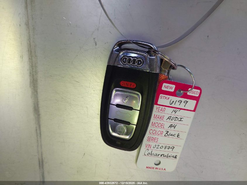 2014 Audi A4 2.0T Premium VIN: WAUAFAFL9EN020779 Lot: 43932572