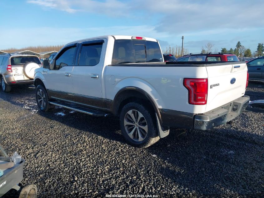 2015 Ford F-150 Lariat VIN: 1FTEW1EF2FFA93410 Lot: 43932665